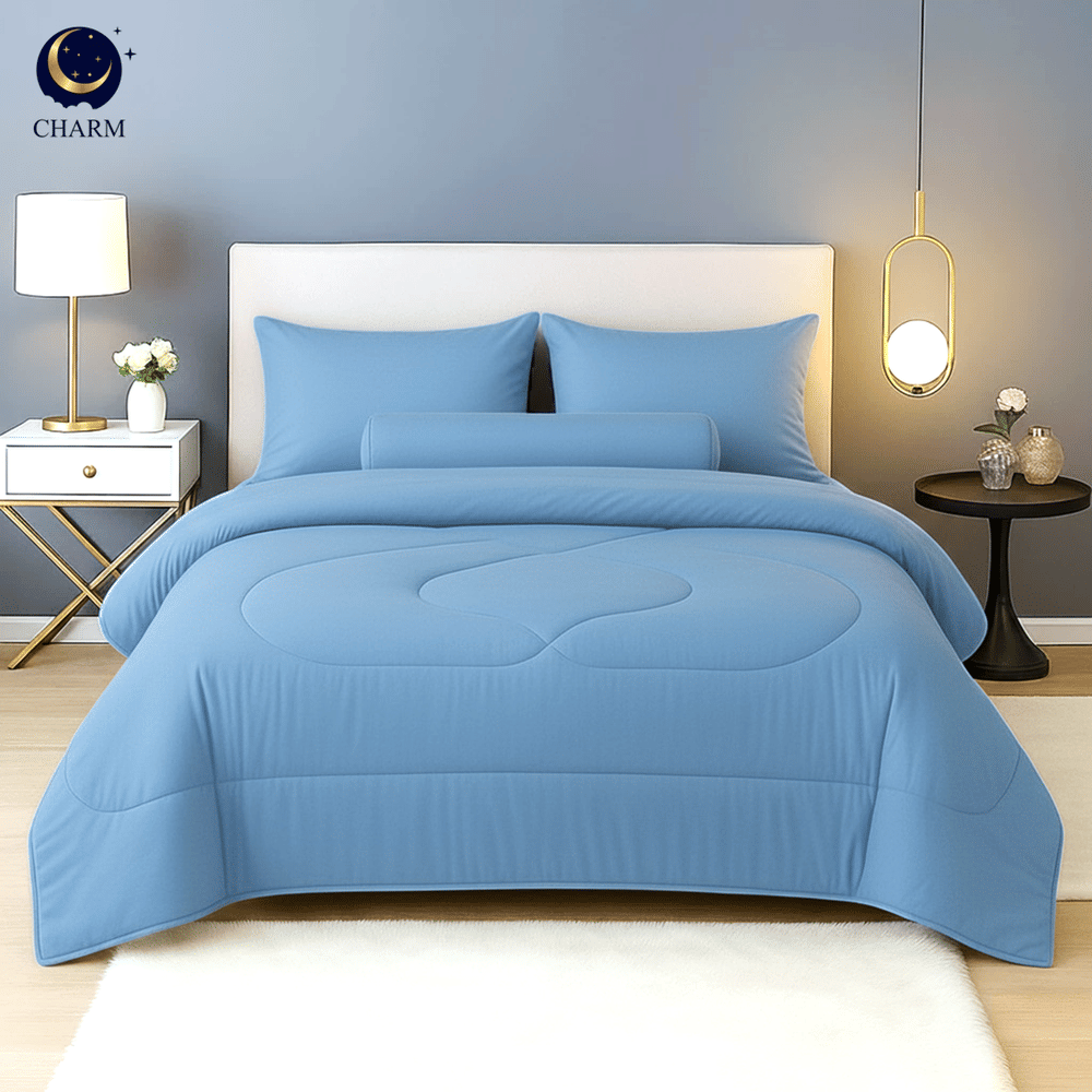 ชุดผ้าปูที่นอน 5 ฟุต 6 ชิ้น CHARM สี OCEAN BLUE คอลเลคชั่น CLASSIC